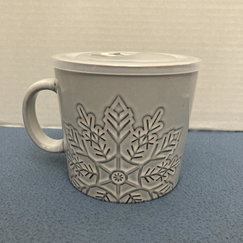 Unbranded Light‎ Gray 20oz Stoneware Microwavable Soup Mug with Timer Lid